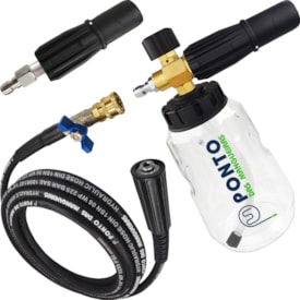 Kit Engate Rápido Snow Foam Latão Bico Regulável e Mangueira Aço