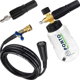 Kit Engate Rápido Snow Foam Latão Bico Regulável e Mangueira Nylon