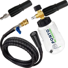 Kit Engate Rápido Snow Foam Latão Bico Regulável e Mangueira Nylon Com Proteção