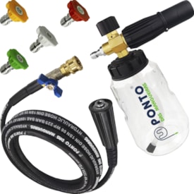 Kit Engate Rápido Snow Foam Latão Bicos Coloridos e Mangueira Aço