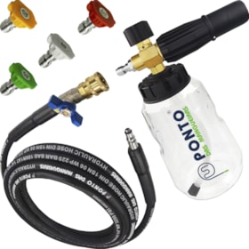 Kit Engate Rápido Snow Foam Latão Bicos Coloridos e Mangueira Aço - Conexão M47