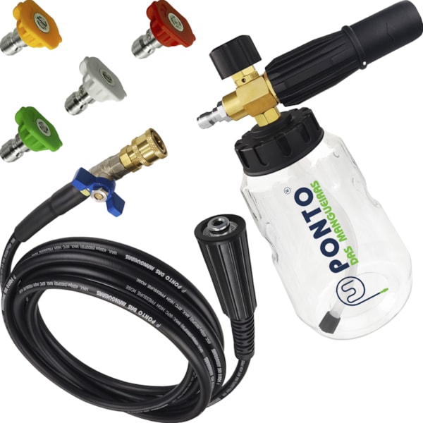 Kit Engate Rápido Snow Foam Latão Bicos Coloridos e Mangueira Nylon - Conexão M01-d21c4262-c7a0-4fd8-b438-d51cec77714f